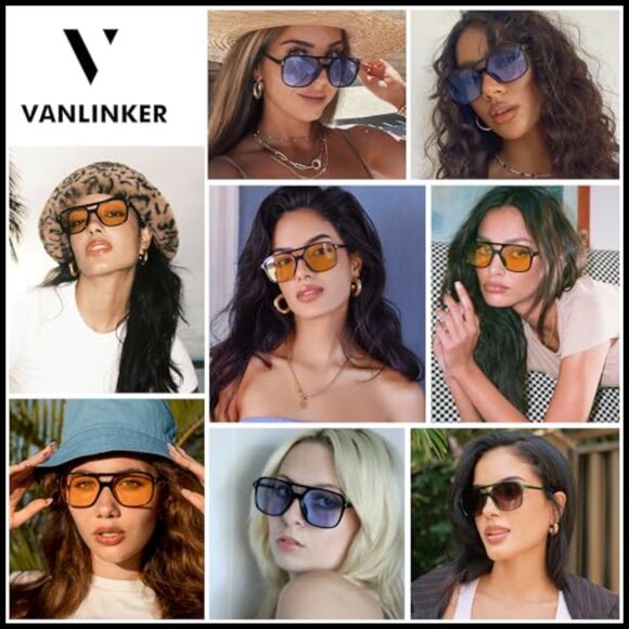 Retro Vintage 70s Square Aviator Sunglasses with UV400 Protection main image 7